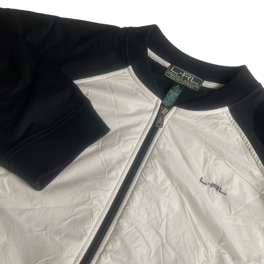Lauren Ralph Lauren Active 3Xl White Black Jacket Full Zip Pockets Cotton Blend